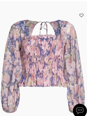 ASTR The Label Nicolette Top Purple Pink Floral Smocked Blouse SZ M